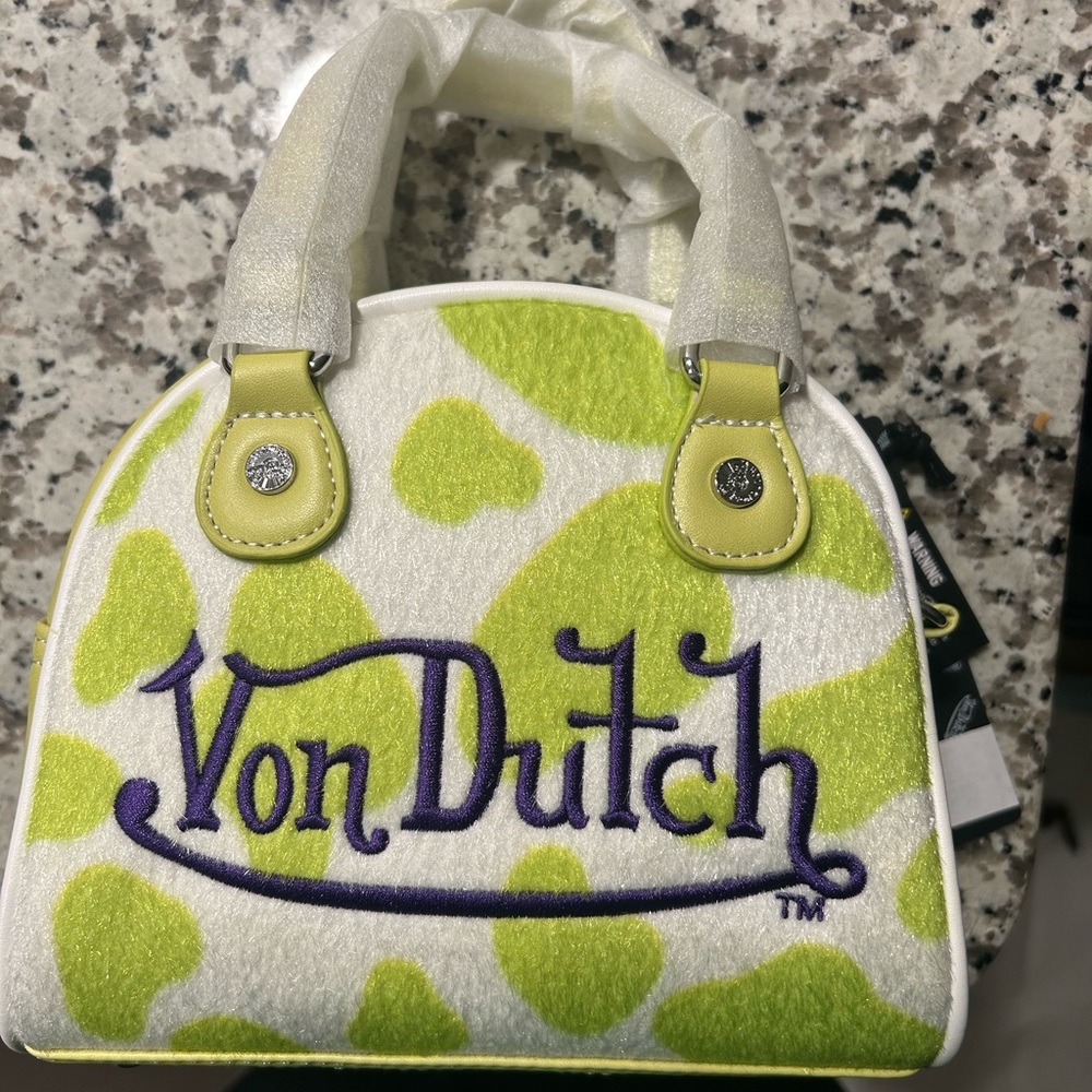 Von Dutch Lime Green and Cream Mini Bag